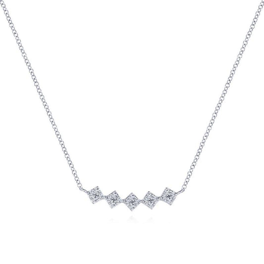 Gabriel & Co. 14k White Gold Art Moderne Diamond Bar Necklace