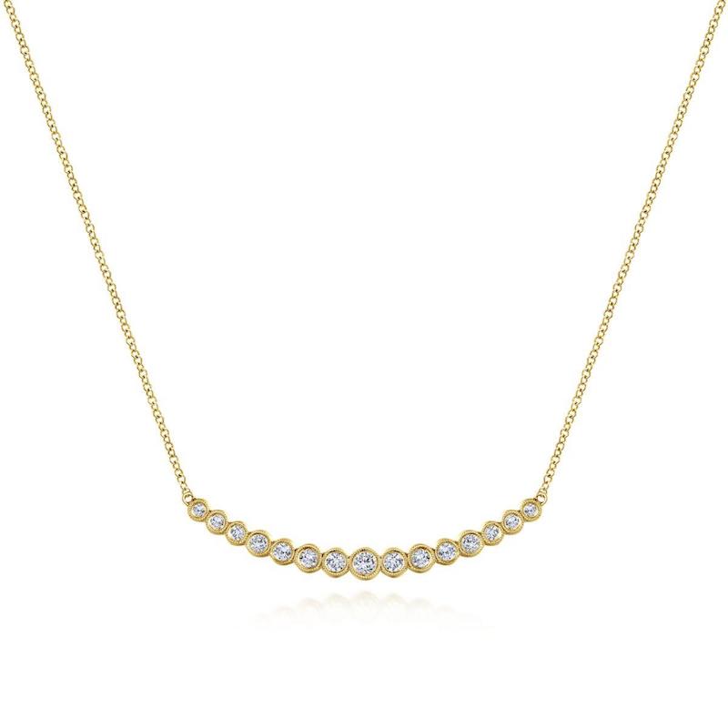 Gabriel & Co. 14k Yellow Gold Lusso Diamond Bar Necklace