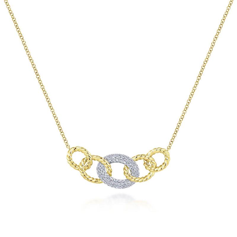 Gabriel & Co. 14k Two Tone Gold Hampton Diamond Necklace