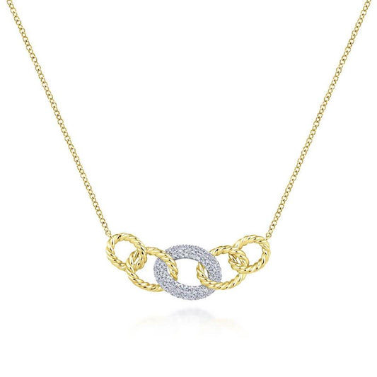 Gabriel & Co. 14k Two Tone Gold Hampton Diamond Necklace