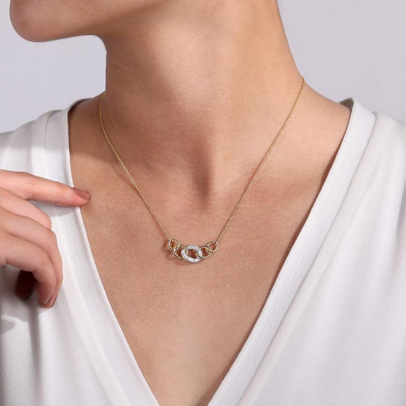 Gabriel & Co. 14k Two Tone Gold Hampton Diamond Necklace