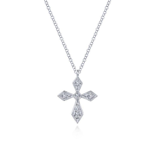 Gabriel & Co. 14k White Gold Faith Diamond Religious Cross Necklace