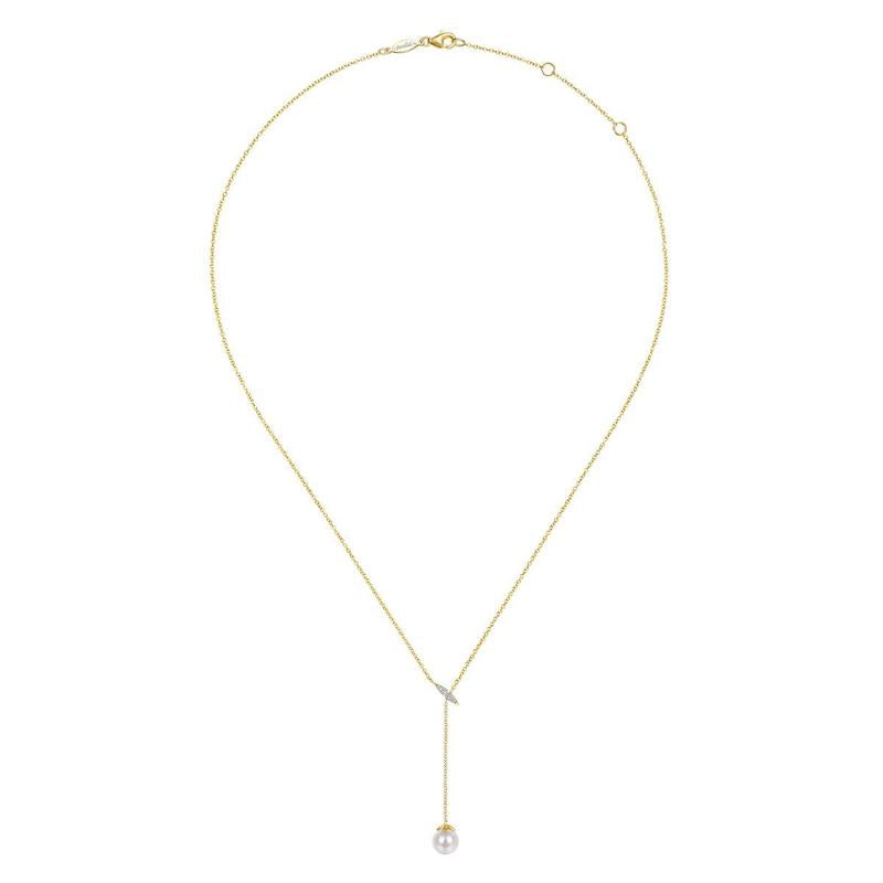 Gabriel & Co. 14k Yellow Gold Grace Pearl & Diamond Necklace