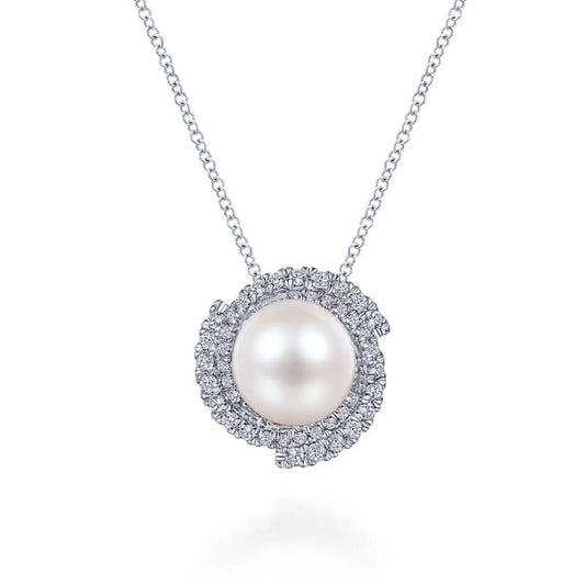 Gabriel & Co. 14k White Gold Grace Pearl & Diamond Necklace