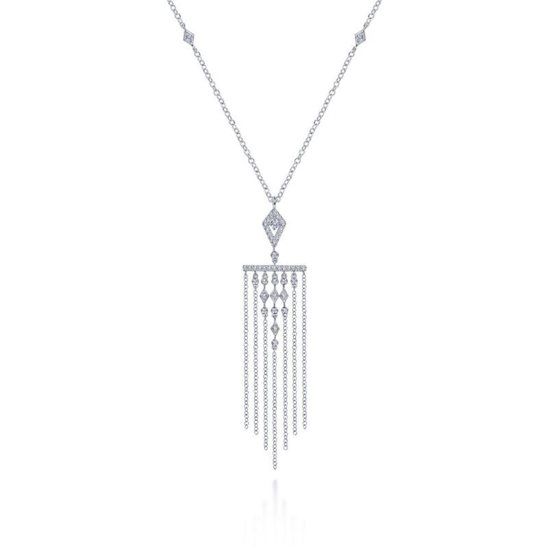 Gabriel & Co. 14k White Gold Art Moderne Diamond Necklace