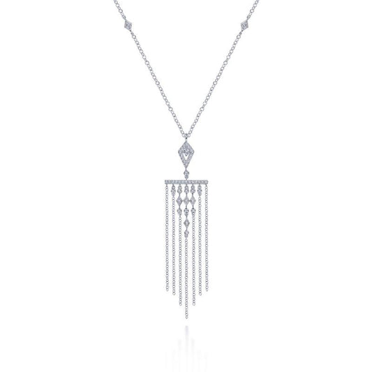 Gabriel & Co. 14k White Gold Art Moderne Diamond Necklace