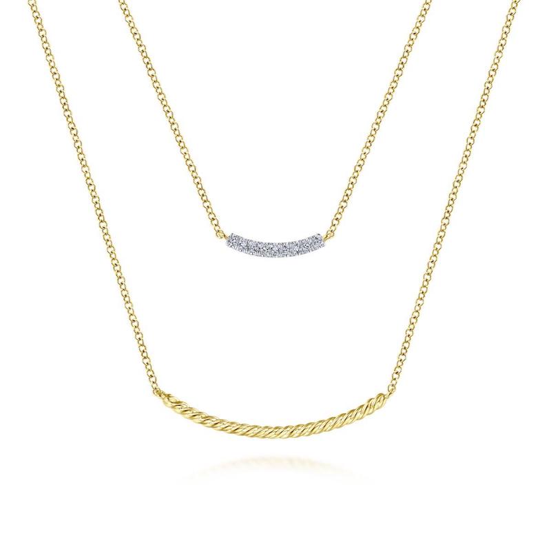 Gabriel & Co. 14k Yellow Gold Hampton Diamond Bar Necklace