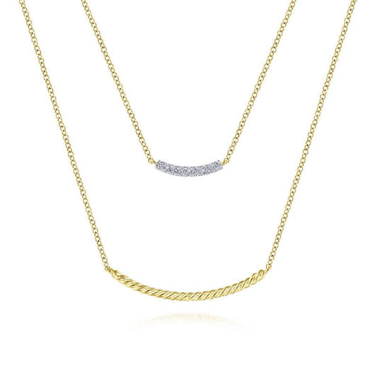 Gabriel & Co. 14k Yellow Gold Hampton Diamond Bar Necklace