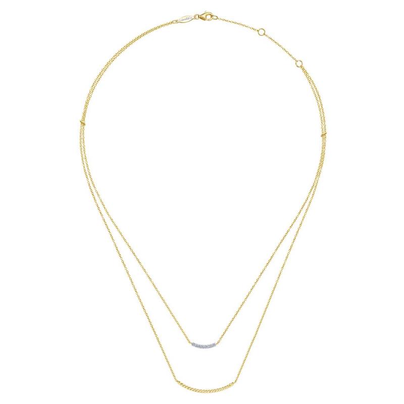 Gabriel & Co. 14k Yellow Gold Hampton Diamond Bar Necklace
