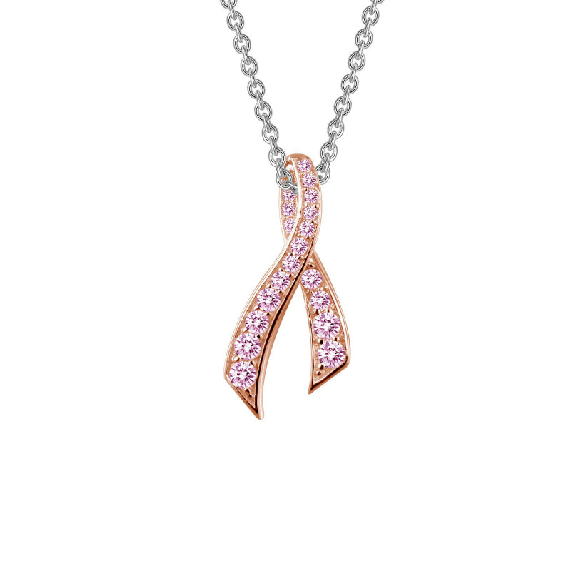 Lafonn Pink Ribbon Pendant Necklace