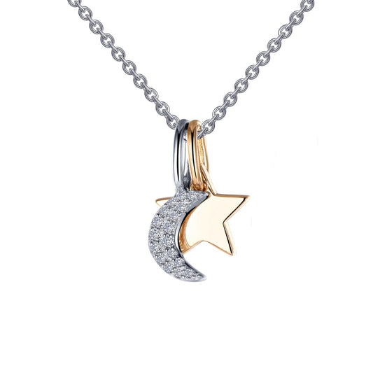 Lafonn Moon & Star Shadow Charm Necklace