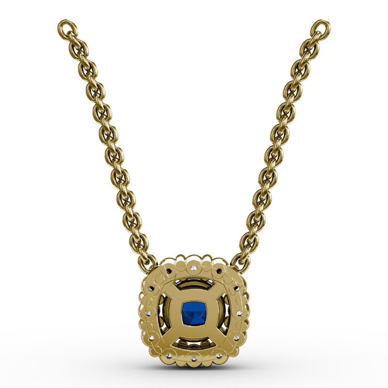 Fana Classic Round Sapphire and Diamond Pendant