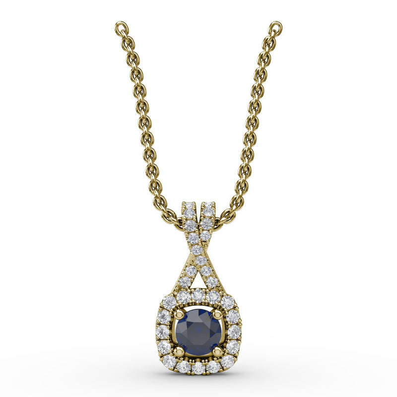 Fana Halo Sapphire and Diamond Pendant