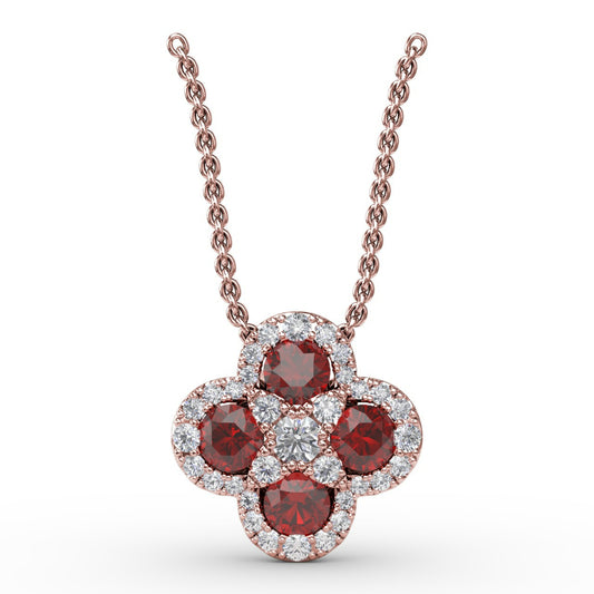 Fana Flower Ruby and Diamond Pendant