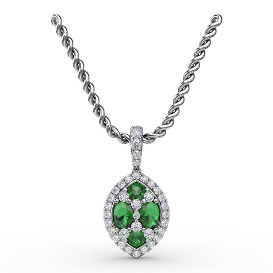 Fana Marquise Emerald and Diamond Pendant