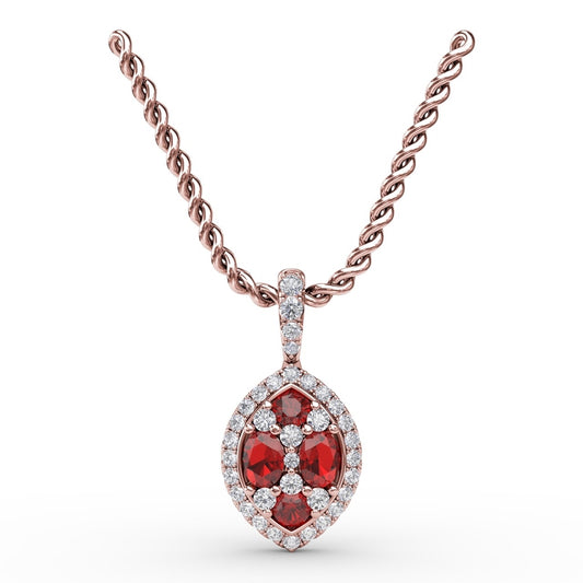Fana Marquise Ruby and Diamond Pendant