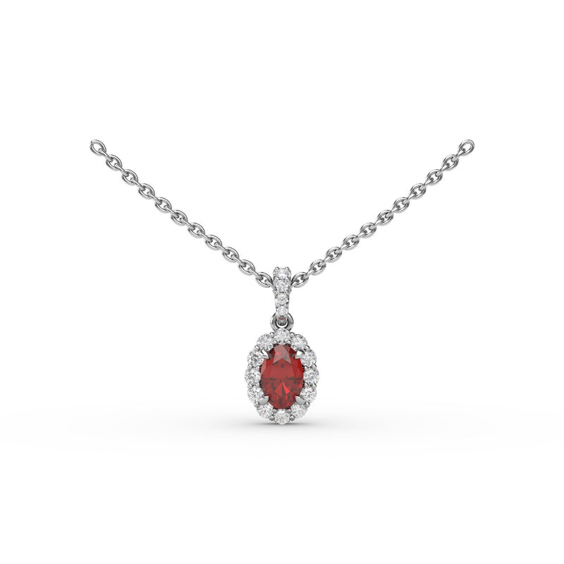 Fana Ruby and Diamond Halo Necklace