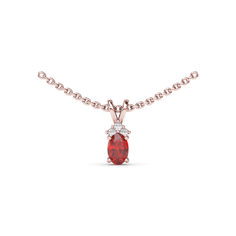 Fana Oval Ruby and Diamond Pendant