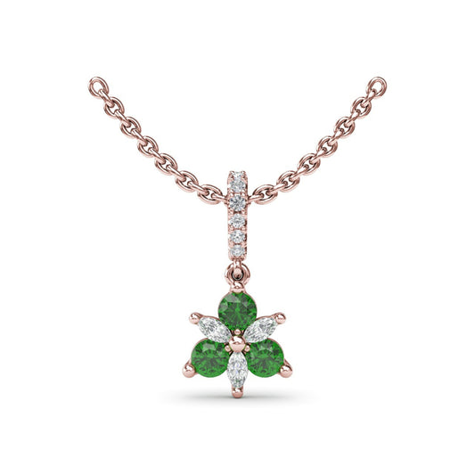 Fana Trio Stud with Marquise and Emerald Diamond Pendant