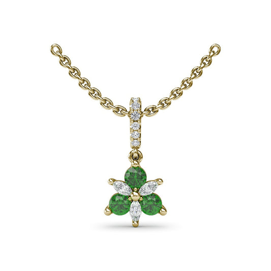 Fana Trio Stud with Marquise and Emerald Diamond Pendant