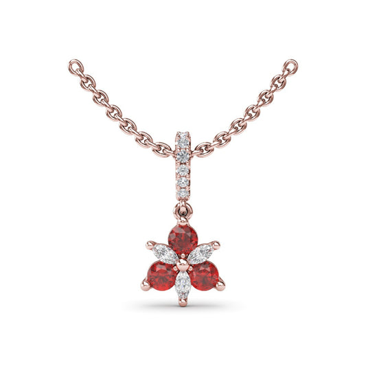 Fana Trio Stud with Marquise and Ruby Diamond Pendant