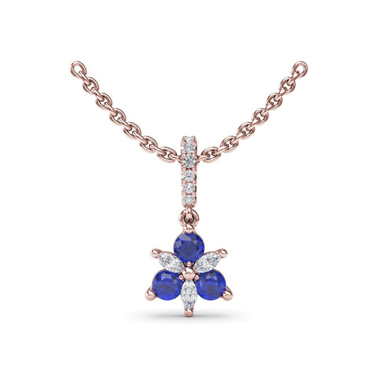 Fana Trio Stud with Marquise and Sapphire Diamond Pendant