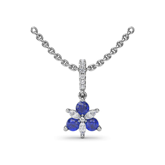 Fana Trio Stud with Marquise and Sapphire Diamond Pendant