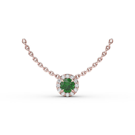 Fana Classic Emerald and Diamond Pendant Necklace
