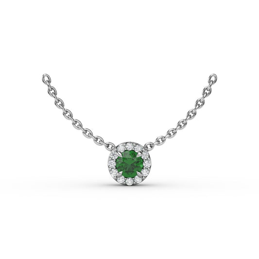 Fana Classic Emerald and Diamond Pendant Necklace