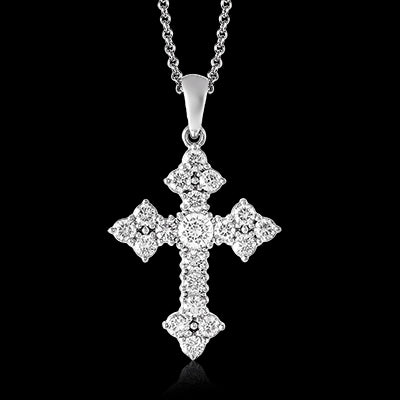 Simon G. Cross Pendant 18k Gold (White) 0.47 ct Diamond