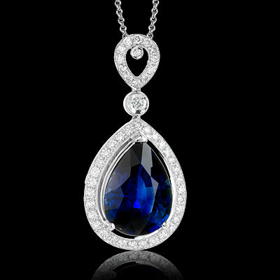 Simon G. Color Pendant 18k Gold (White) 3.6 ct Sapphire 0.32 ct Diamond