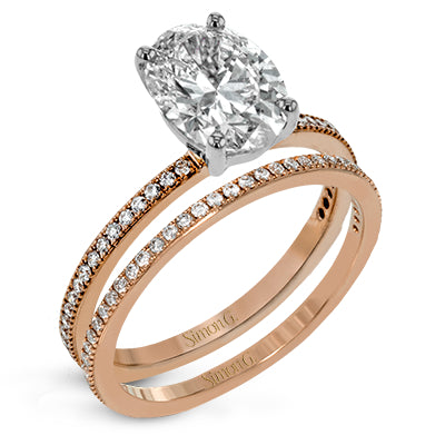 Simon G Bridal Oval-Cut Engagement Ring & Matching Wedding Band In 18K Gold With Diamonds (Rose)