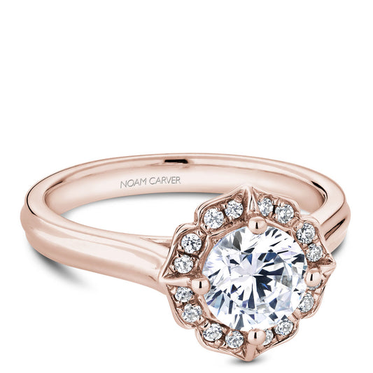 Noam Carver Engagement Ring Rose 14k Gold With 16 RD TCW 0.11ct