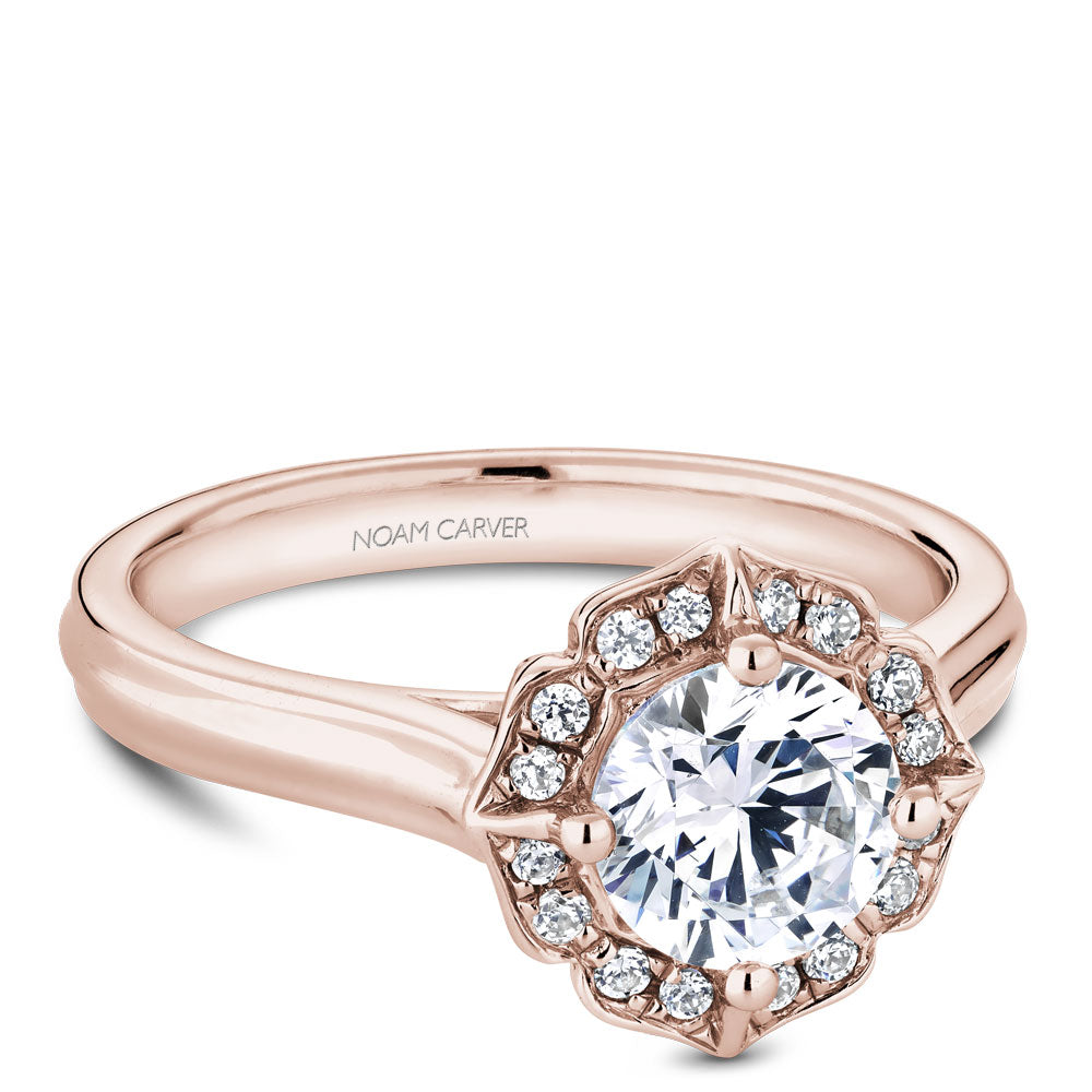 Noam Carver Engagement Ring Rose 18k Gold With 16 RD TCW 0.11ct