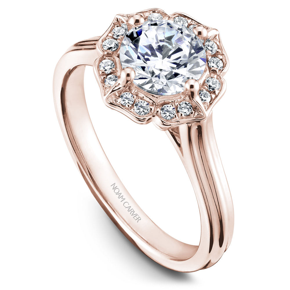 Noam Carver Engagement Ring Rose 14k Gold With 16 RD TCW 0.11ct