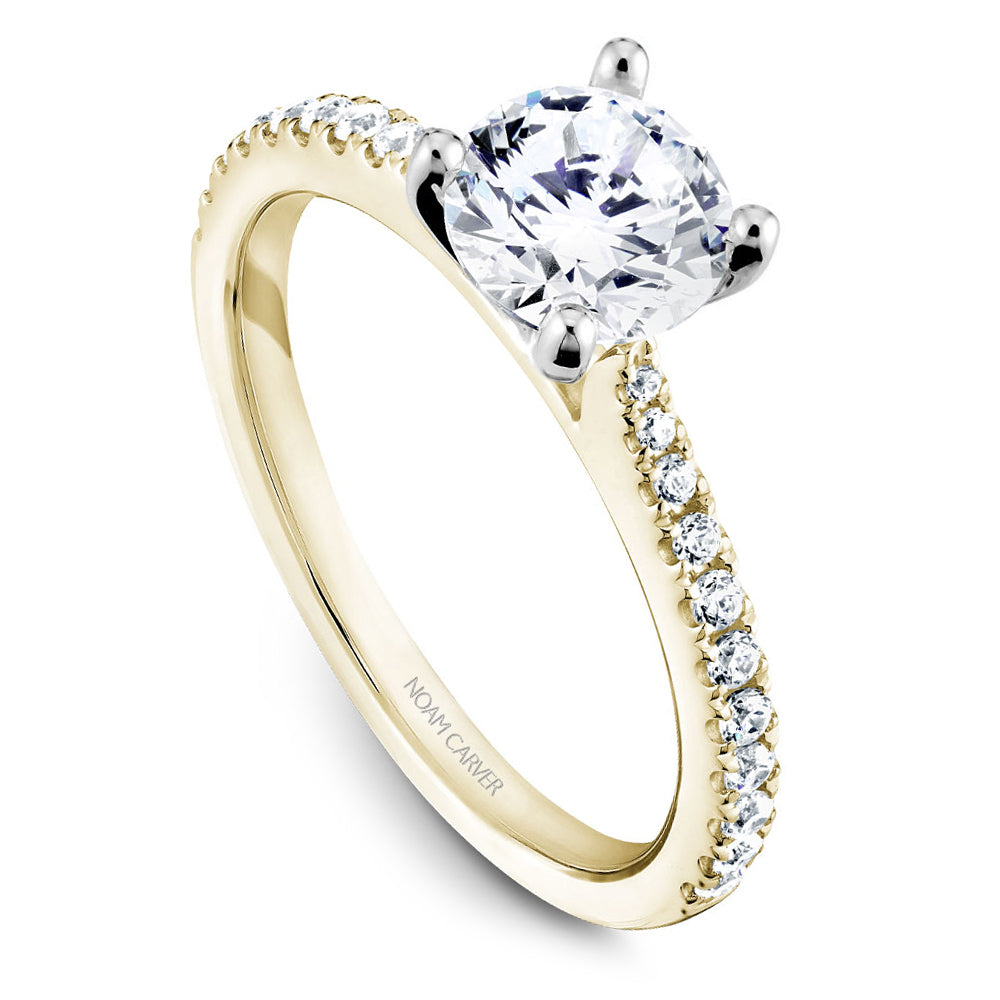 Noam Carver Engagement Ring Yellow & White 14k Gold With 22 RD TCW 0.25ct