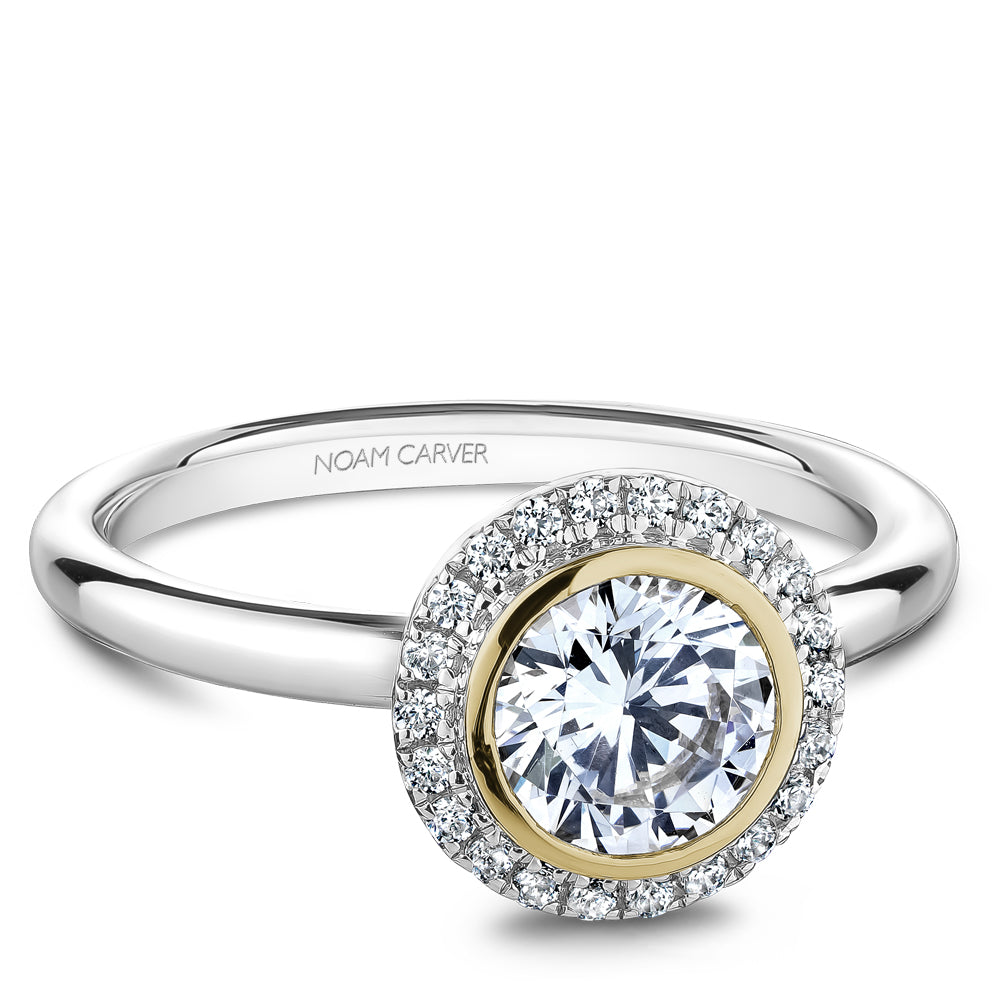 Noam Carver Engagement Ring Yellow & White 14k Gold With 22 RD TCW 0.13ct