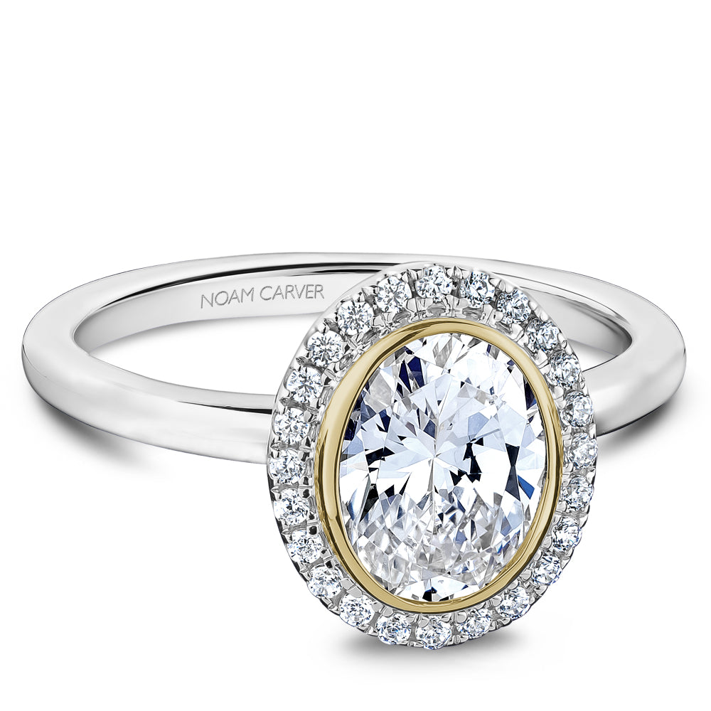 Noam Carver Engagement Ring Yellow & White 14k Gold With 24 RD TCW 0.14ct