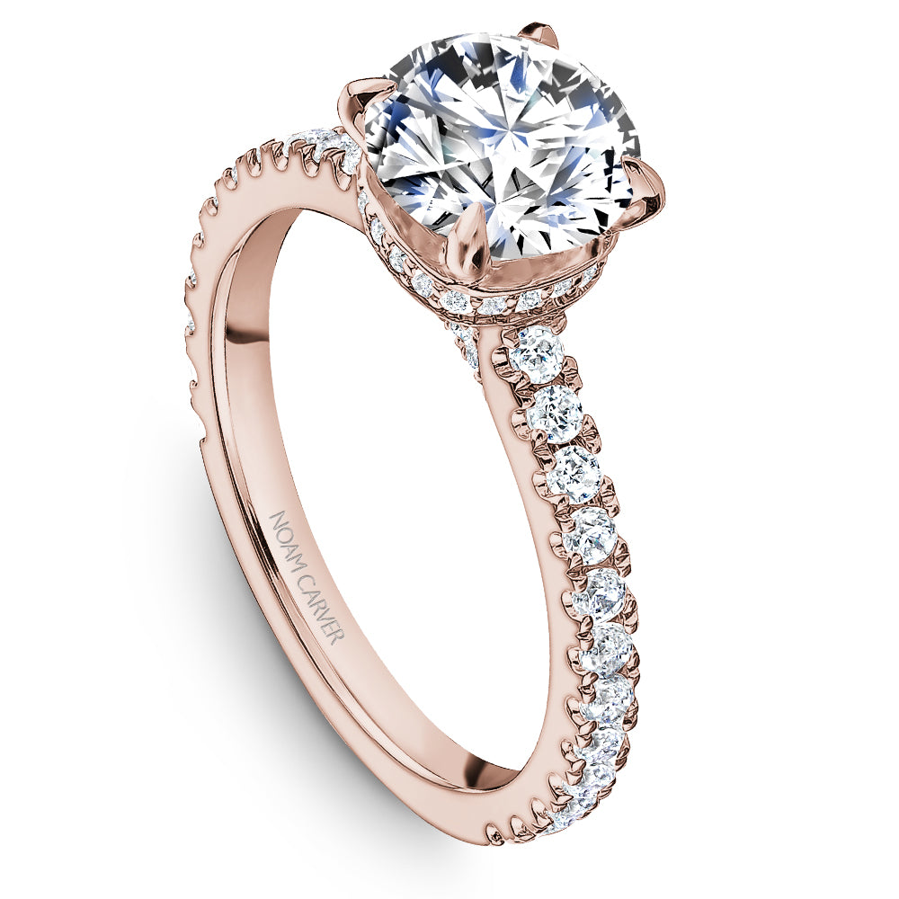 Noam Carver Engagement Ring Rose 18k Gold With 54 RD TCW 0.52ct