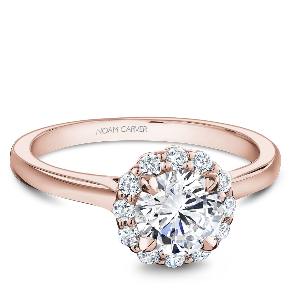 Noam Carver Engagement Ring Rose 14k Gold With 12 RD TCW 0.25ct