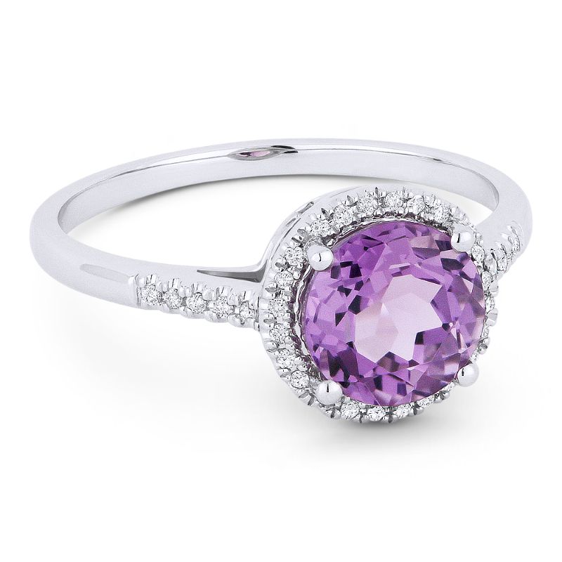 Madison L 14k White Gold Amethyst & Diamond Ring