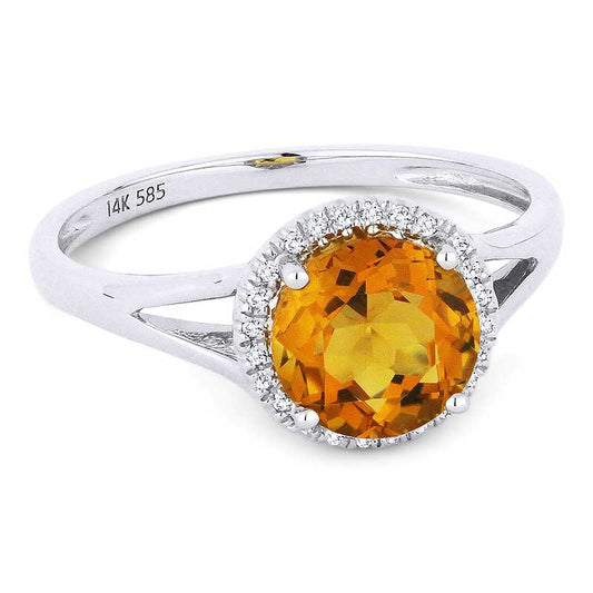 Madison L 14k White Gold Citrine Ring
