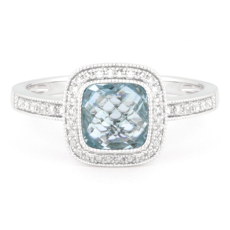 Madison L 14k White Gold Topaz & Diamond Ring