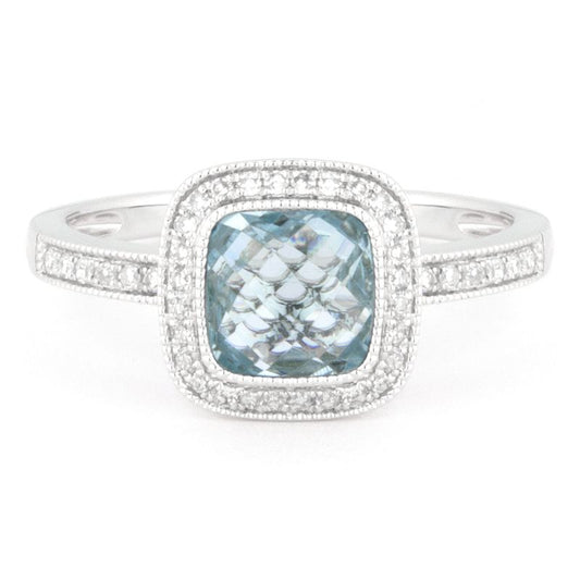 Madison L 14k White Gold Topaz & Diamond Ring