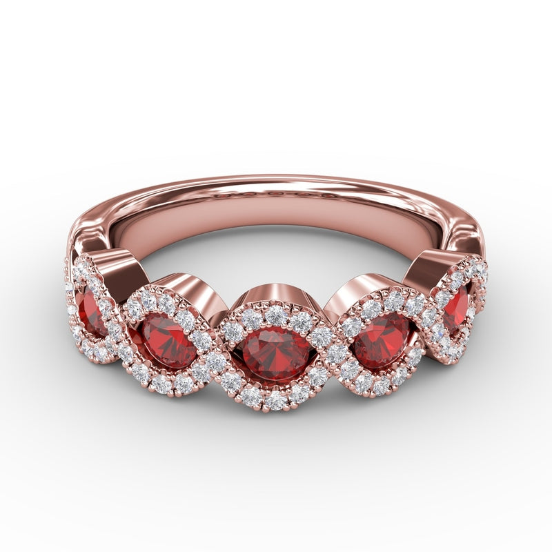 Fana Hold Me Close Ruby and Diamond Twist Ring