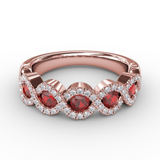 Fana Hold Me Close Ruby and Diamond Twist Ring