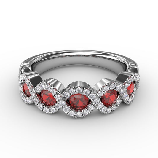 Fana Hold Me Close Ruby and Diamond Twist Ring