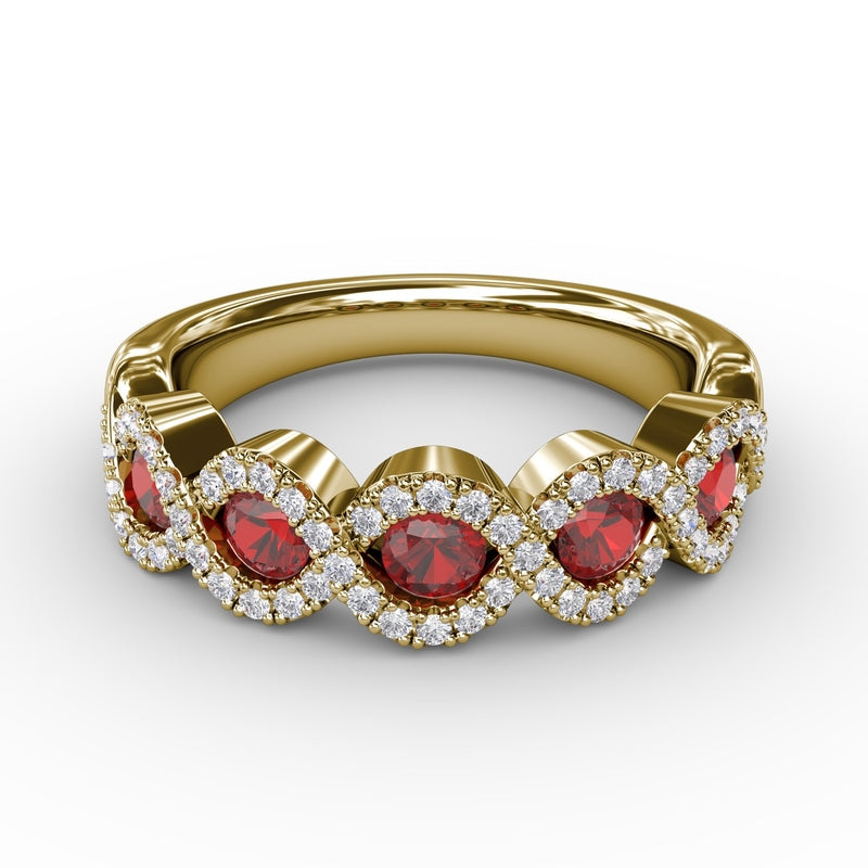 Fana Hold Me Close Ruby and Diamond Twist Ring