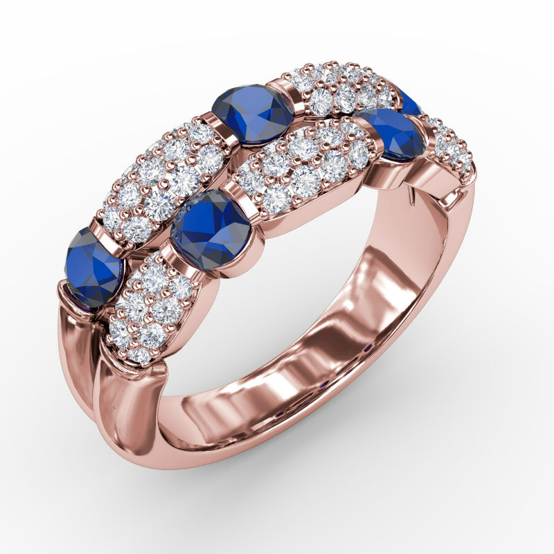Fana Double Row Sapphire and Diamond Ring