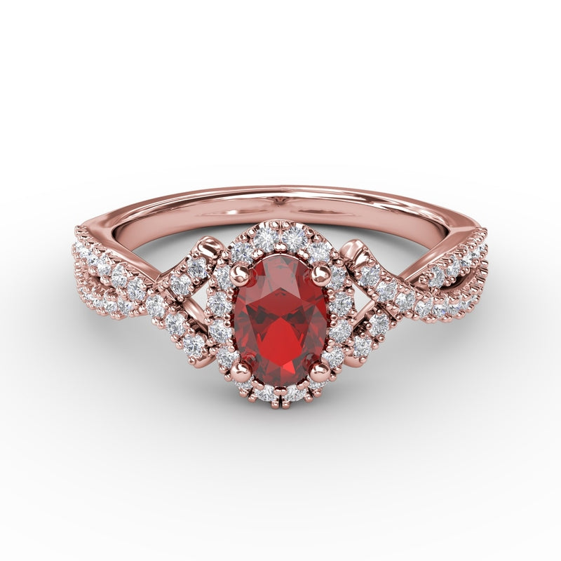 Fana Swirls of Love Ruby and Diamond Twist Ring